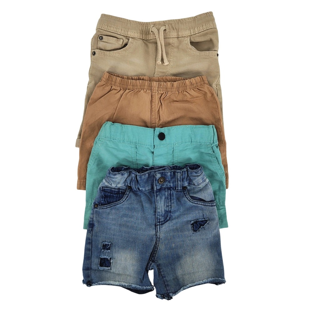 Mixed Brand Shorts Bundle Boys 18M Blue Tan Teal Brown Denim Chino Casual 4pk